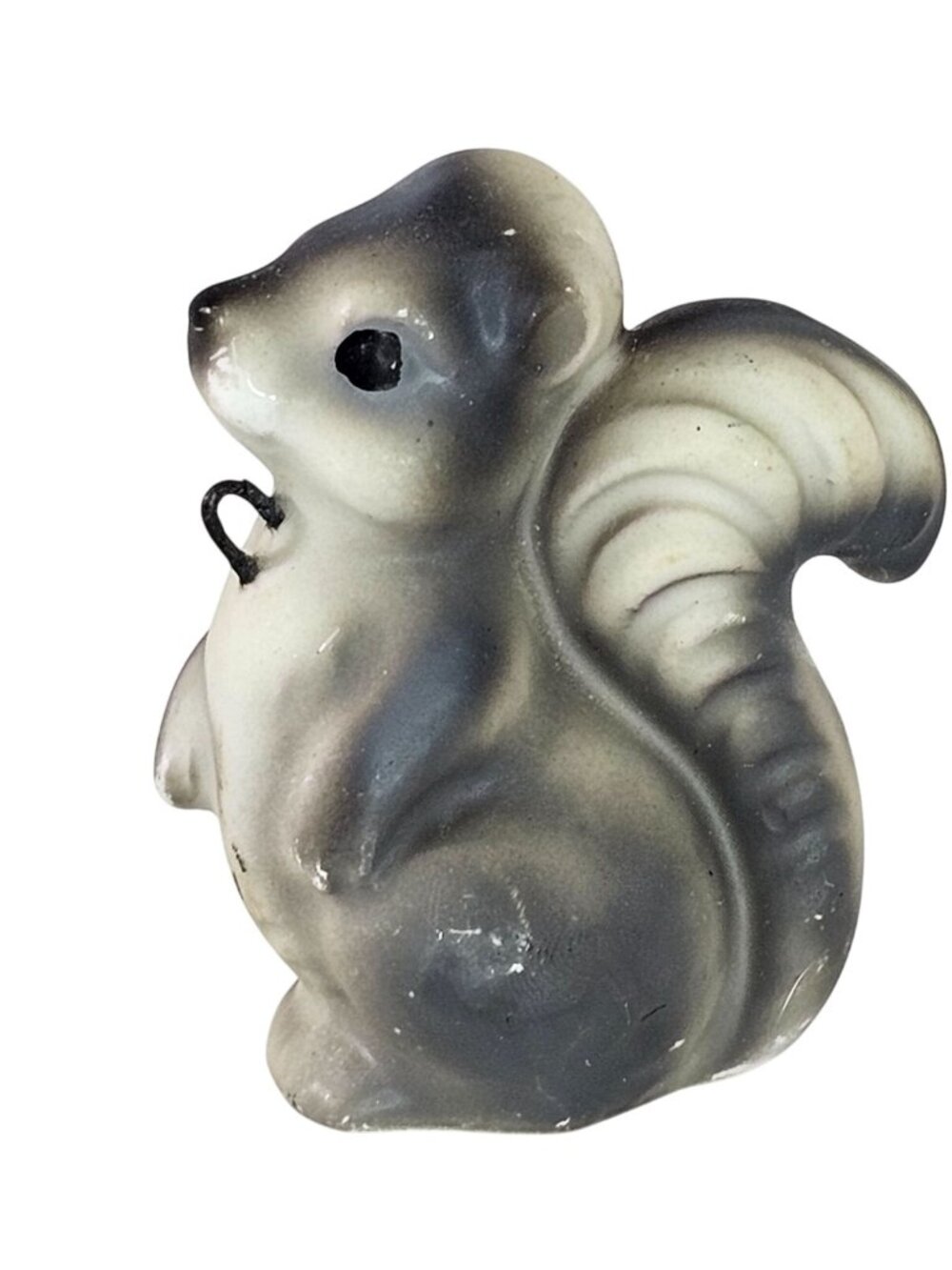Vintage Ceramic Skunk Squirrel Figurine Gray & White Small Animal Collectible